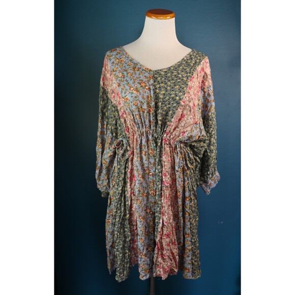 Gigio Dresses & Skirts - NWT Gigio Floral Colorful Boho Flowy Dress Oversized Cottagecore Peasant Prairie
